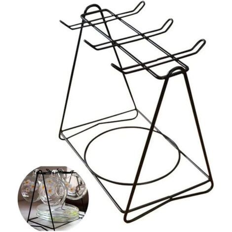 Support pour tasses à café en acier inoxydable – Porte-tasses 6 emplacements avec support à cuillères (noir), idéal pour cuisine, bar ou salon (1/5)