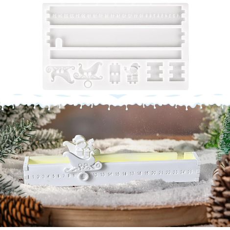 Moule en Silicone Calendrier de l'Avent 1-25, Réutilisables Moule Silicone Noel, Souple Moules Compte à Rebours, Moules Silicones pour Décoration, Loisirs Créatifs, Cadeaux, Atelier, Maison (1/5)