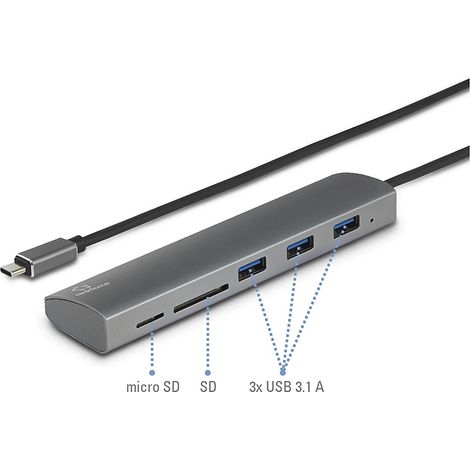 [NEUWERTIG] B-Ware Renkforce 3+2 Port Usb 3.1 Hub Mit Eingebautem Sd Kartenleser Aluminiumgehä473