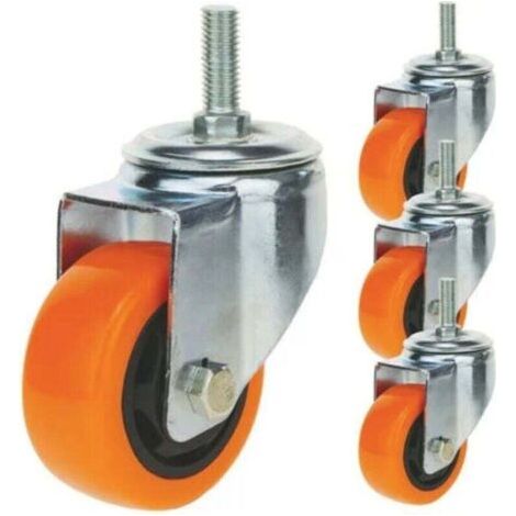 QORVA-Roulettes pivotantes roue industrielle en polyuréthane sans frein 75 mm M12 4-pack