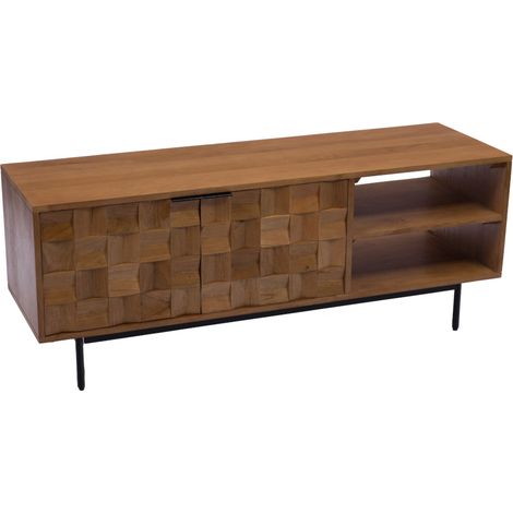 Amadeus - Meuble TV 2 portes en manguier et métal L130 cm Arnold (1/4)