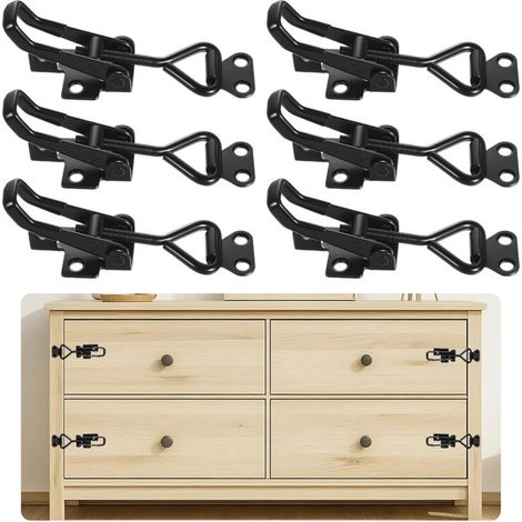 6 PcsLoquet a Bascule, Loquet à Bascule en Acier Inox, Sauterelle de Serrage, Fermeture à Levier  Fermoir à Bascules, Fermeture Remorque en Métal pour Armoires Portes Valises(Noir)