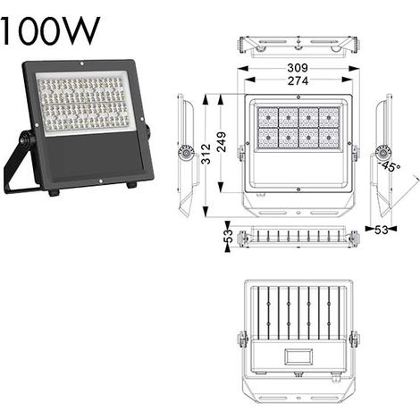 PROJECTEUR ROCK SYMETRIQUE 100W 3000K IP67 ASLED ROCK18S90