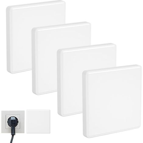 Lot de 4 caches pour prises de courant, 86×86 mm en plastique blanc pour encastrer, cache aveugle pour prise, cache pour interrupteur, pour prises ou interrupteurs inutilisés (1/5)