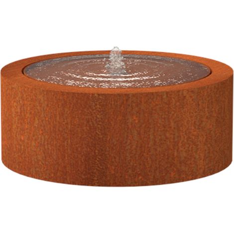 Adezz Wassertisch rund Corten-Stahl Rost Wasserspiel LED verschiedene Größen 100x40 cm