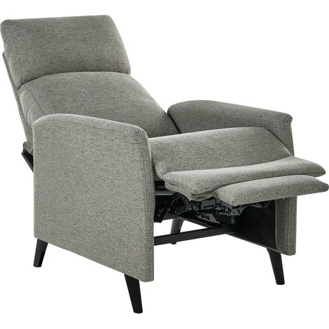 Recliner Chair Light Green Fabric Upholstery Push-Back Manually Adjustable Back and Footrest Retro Design Armchair SELVIK