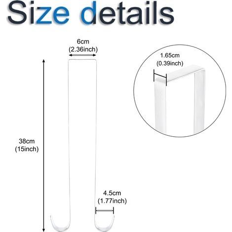 38,1 cm Metall-Türhaken für Küchen- und Badezimmertüren (Weiß) (1/4)
