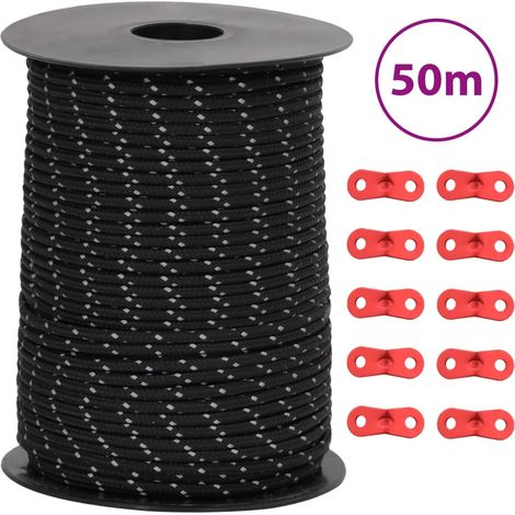 Zeltleine Reflektierend mit Seilspannern 50 m 3 mm