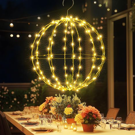 Bolas Luminosas de Navidad, 30cm 120 LED Bolas Luminosas a Pila Decoración de Navidad Exterior con Temporizador 8 Modos Estanco Blanco Cálido Guirnalda Luminosa Interior para Jardín Fiesta Casa (1 Pie (1/5)