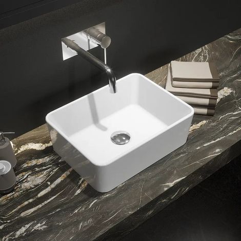 Lavabo à poser rectangulaire 40x30x13 cm Blanc (1/4)