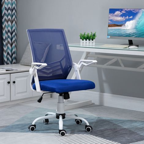 Silla de Oficina Ergonómica Silla Escritorio Giratoria con Altura Ajustable Reposabrazos Abatible 62,5x55x94-104cm Azul (1/5)