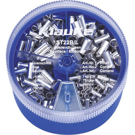Klauke ST22B Aderendhülsen-Sortiment 4 mm², 6 mm², 10 mm², 16 mm² Unisoliert Silber 440 Teile
