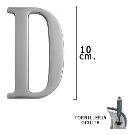 Lettera "D" in metallo Argento Opaco 10 cm. con Viti Nascoste (Blister 1 Pezzo) (1/2)