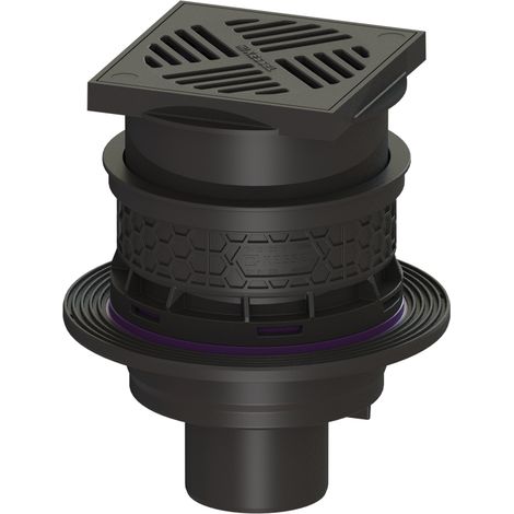 KESSEL-Desagüe de sótano Universale Plus - vertical, negro, cierre antirretorno, WU, 27631