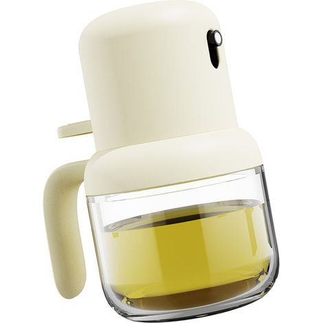 Distributeur d'huile 180ml poignée ergonomique joint étanche plastique verre pulvérisateur d'huile d'olive anti-poussière pour cuisine maison beige (1/5)