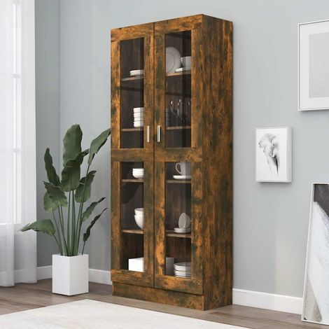 vidaXL Mobile Vetrina Rovere Fumo 82,5x30,5x185 cm Legno
