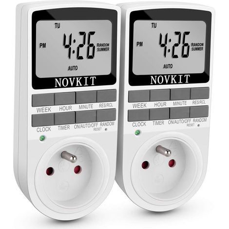 Digital plug-in timer, 10 daily/weekly programs with theft protection and large LCD screen, saves energy (2-pack) (1/5)