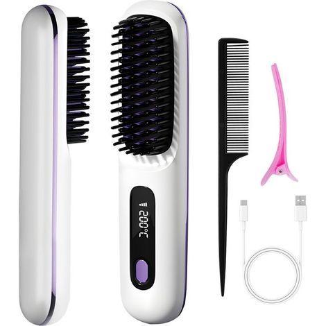 Kabellose Haarglättungsbürste, 3 Temperaturstufen, Mini-Haarglättungsbürste, wiederaufladbar (1/5)
