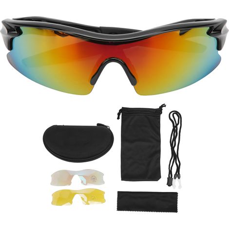 Ortviai Lunettes de protection pour sports outdoor – Verres anti-buée et UV, cadre noir, polyvalentes et résistantes