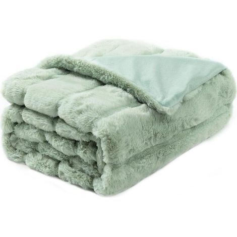 Felldecke für Couch, Dicke weiche Plüsch-Winterdecke für Sofa, Schlafzimmer, Wohnzimmer, 130 x 160 cm, Grün