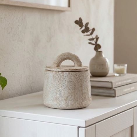 Contemporary Cement Storage Pot with Lid (1/2)