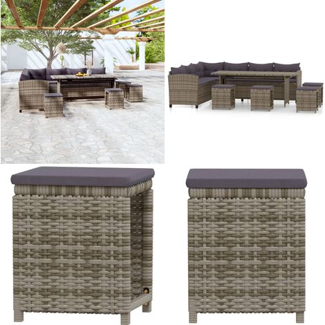 6-tlg. Garten-Lounge-Set mit Kissen Poly Rattan Grau - Garten-Lounge-Set - Garten-Lounge-Sets - Home & Living (1/5)