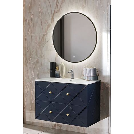 Ensemble salle de bain avec meuble vasque + miroir - 90 cm - Aurore Blue - Livraison gratuite