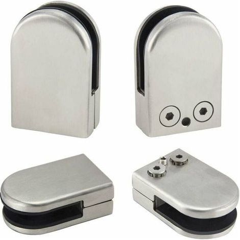 4PCS Verre Pince Support 6-8mm En Acier Inoxydable Verre Clips Pinces Supports De Verre Réglables Dos Plat Connexion Pince Support pour Balustrade Escalier Main Courante Fenêtre, Argent (1/5)