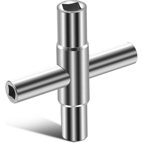 2x Clé multifonction 4 voies, clé carrée pour robinet 8 mm et 7 mm, clé croisée multifonctionnelle, clé de purge de chauffage pour radiateurs, clé de purge de chauffage, clé à 4 pans (1/5)