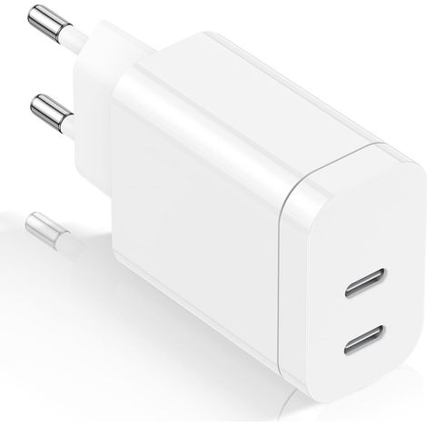Caricabatterie rapido USB-C, caricabatterie da parete a 2 porte, doppio caricabatterie rapido compatibile con iPhone 15/14/14 Plus/14 Pro Max/13/12 Pro Max/Mini/11/XS/XR/X, iPad, Samsung, LG (1/5)