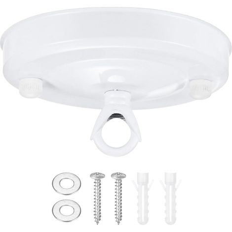 Lamp Hanging Kit: Wire Cover, Ceiling Rose with Hook and Accessories - Ceiling Plate with Wiring Hole for Chandelier (White)