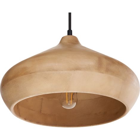 Lámpara colgante boho moderna forma redonda madera de mango marrón claro Rawi