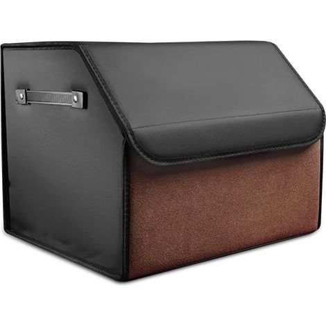 1 Organisateur de Coffre Pliable Cuir PU et Suède avec Couvercle Séparation Amovible pour Auto SUV Camion (1/5)