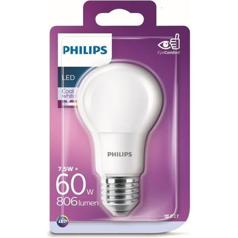 Ampoule led Philips 7,5W globe lumineux blanc naturel 4000K douille E27 (1/2)