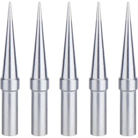 Panne À Souder, 5 Pièces Pointe De Fer À Souder Conico 0,4 Mm De Remplacement, Pointes De Soudure Cuivre Plaqué Nickel, Applicable For Weller Wesd51 Wes51 Wes50 (1/5)