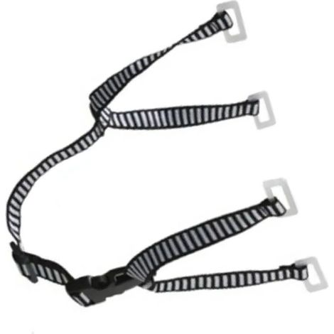 Jugulaire de casque de chantier en forme de Y, extensible, 28 cm, bicolore noir et blanc, universelle avec 4 points de fixation pour casque de sécurité. (1/5)