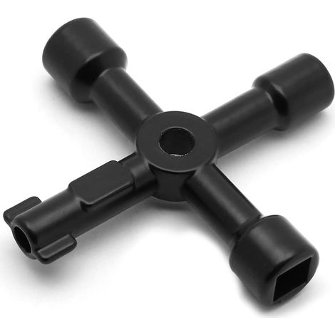 Llave multiusos de 4 vías, llave de bolsillo eléctrica para abrir armarios, tanques de agua y gas (negra)