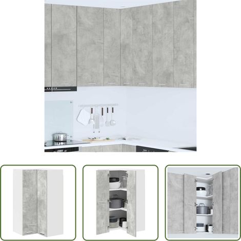 vidaXL Meuble suspendu - Armoire suspendue Gris béton et Blanc 57 x 57 x 100 cm (1/5)