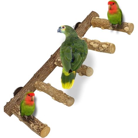 Natural Wooden Parrot Perch Bird Perch Tiered Bird Perch Toys for Small Medium Bird Cage (1/5)