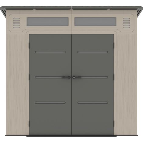 Casetta da giardino in resina beige e grigia 6,5 m² con tetto spiovente e con pavimento spessore 22 mm - ANTEVA