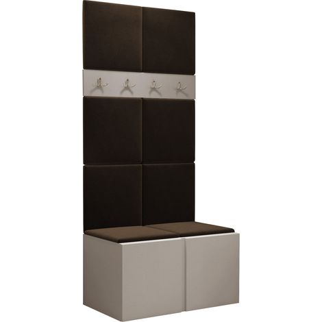 Conjunto para recibidor Pinis IV, Manila 04, 186x84x46cm, Aglomerado laminado, Tapiz, Colocada, Montada en la pared