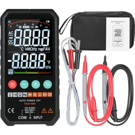 Ultradünnes Multimeter mit 3,3"-Display, 6000 Zählwerten, True-RMS-AC/DC-Messung