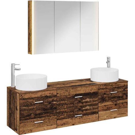 Ensemble de mobilier de salle de bain 4 pcs Bois ancien vidaXL (1/5)