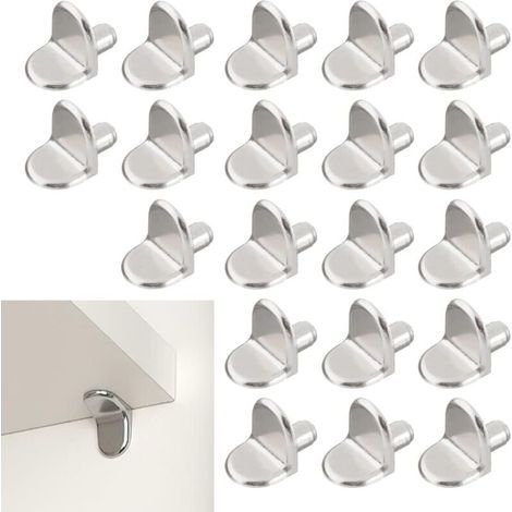 20 Pièces Chevilles de Support d'Étagère, 5mm Taquet Étagère Support en Forme de L en Bois et Verre de Armoire Rangement Meuble Placard Bibliothèque (1/5)