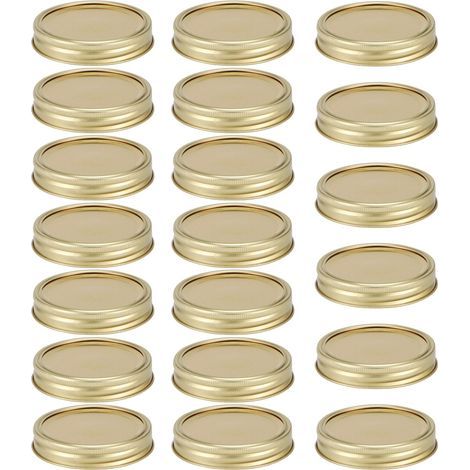 Couvercle de pot en verre mini type fendu en acier inoxydable, joint de récipient de conservation pour épices et miel, 20 pièces 70 mm anneau circulaire doré + plaque de couverture (1/5)