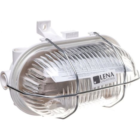 Luminaria de canal ovalada 1x60W E27 clase II 230V IP44 con rejilla met谩lica, blanca 321177/EU