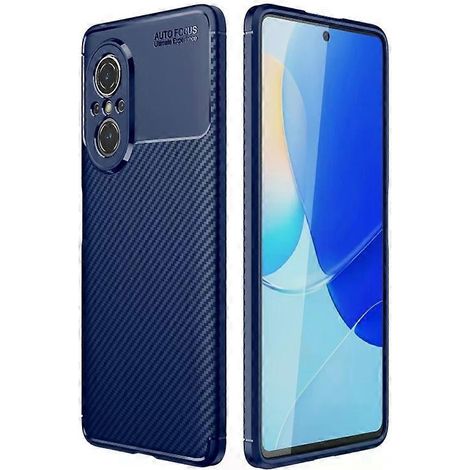 Coque pour Huawei nova 9 SE - TPU antichoc avec texture fibre de carbone bleue (1/5)
