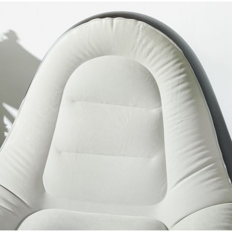 Canapé gonflable avec pouf, sofa à air avec porte-gobelet, gris clair, 125x100x87cm, parfait pour camping et intérieur (1/5)