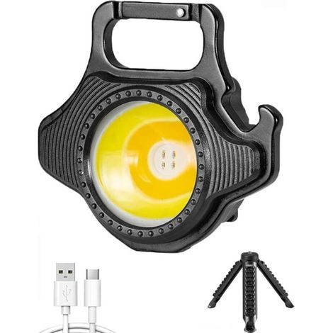 Mini flashlight, 7 light modes, USB rechargeable, portable work light, foldable stand, bottle opener, magnetic base, emergency camping [Energy Class A++] (1/5)