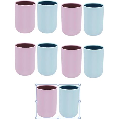 Juego de 10 piezas para baño: vaso, portacepillos de dientes, soporte de plástico para cepillos de dientes y recipiente para cepillos de dientes (azul, rosa). (1/5)